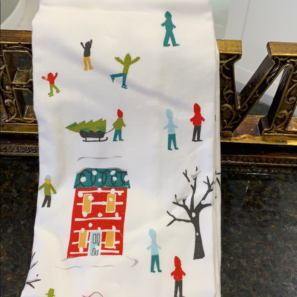 Set of two winter themed dish towels.